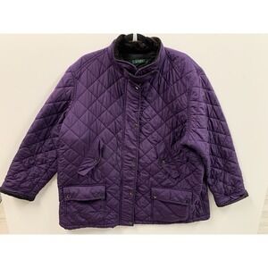 Ralph Lauren Jacket Womens 3X Purple Quilted Equestrian Barn Chore Coat Polo